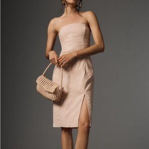 NWT Anthropologie Strapless Light Pink Rose Dress